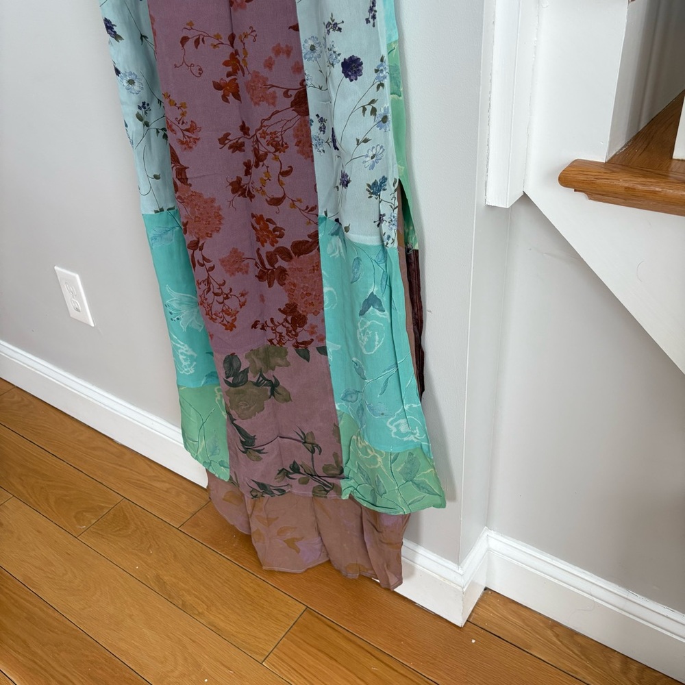 Citron Santa Monica floral Maxi Dress Size Medium color block patchwork vintage - Picture 10 of 12
